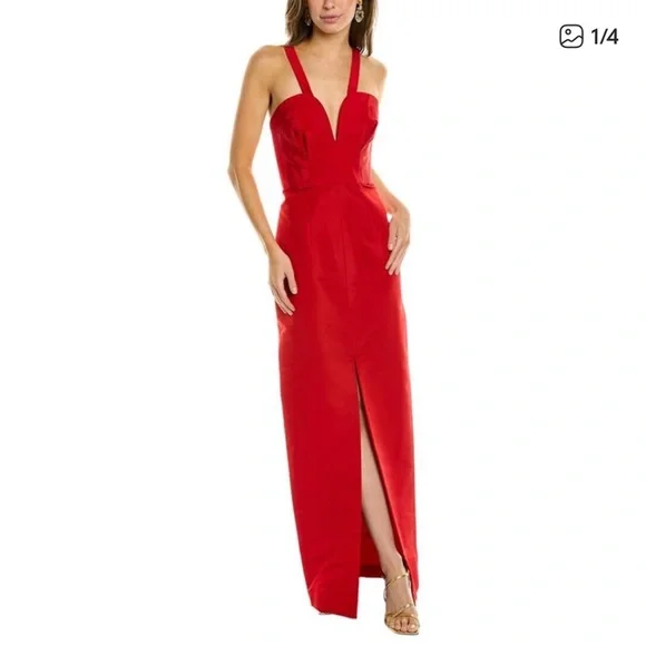 Carolina Herrera silk-faille column maxi gown size 4 women’s designer